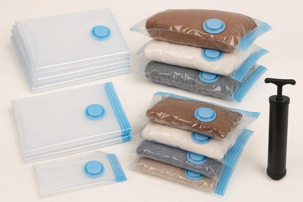 Vacuum Storage Bags for Clothes Set of 8 Space Saver Compression Bags with Hand Pump for Wardrobe Closet and Luggage Travel Organization